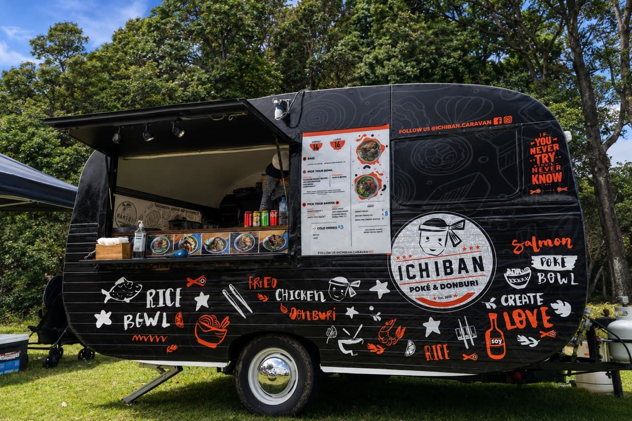 The Ichiban caravan set up and serving at an outdoor event